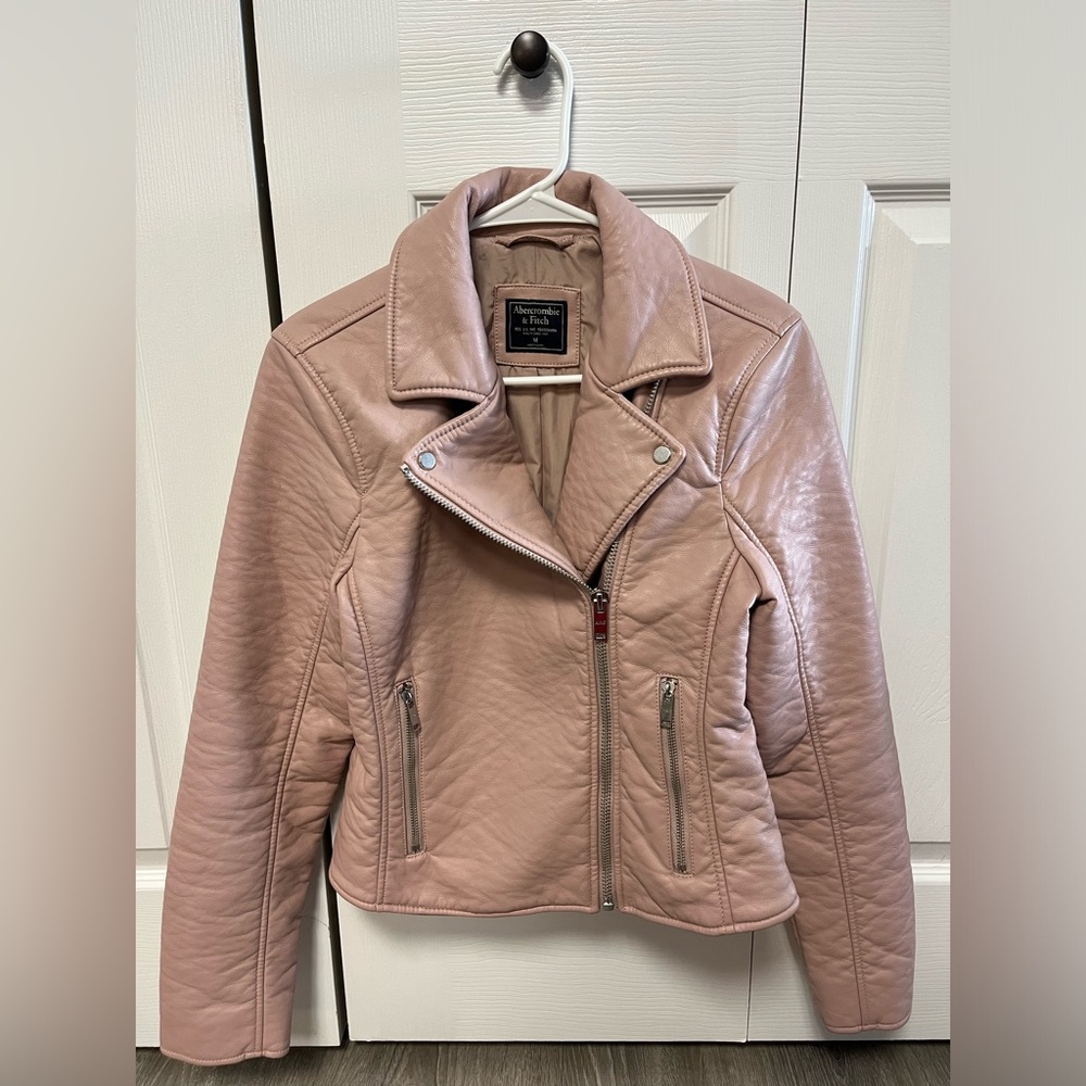 Abercrombie & Fitch Pink Faux Leather Zip-up Jacket
